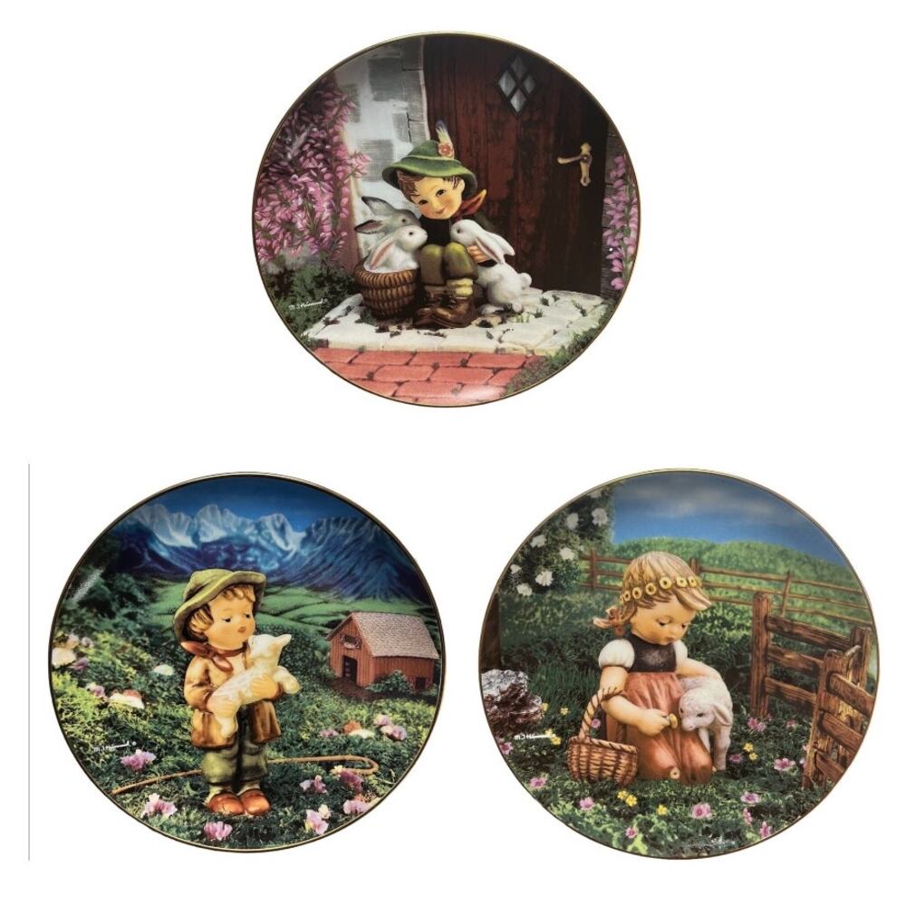 Lot of 3 M.I. Hummel Danbury Mint Collector Plates Gentle Friends Vintage